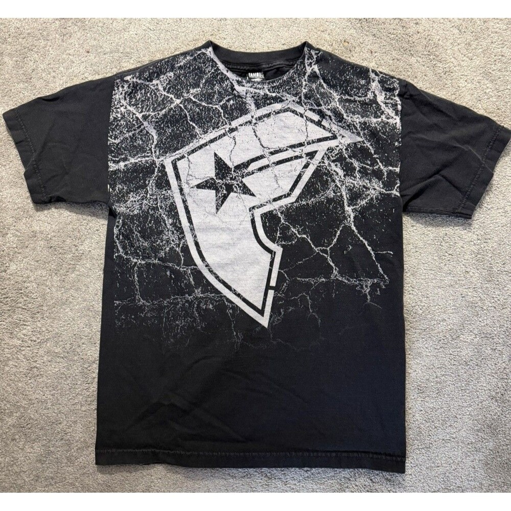 Famous Stars and Straps T Shirt M Black Cracked Logo Graphic Vintage Y2K Skate